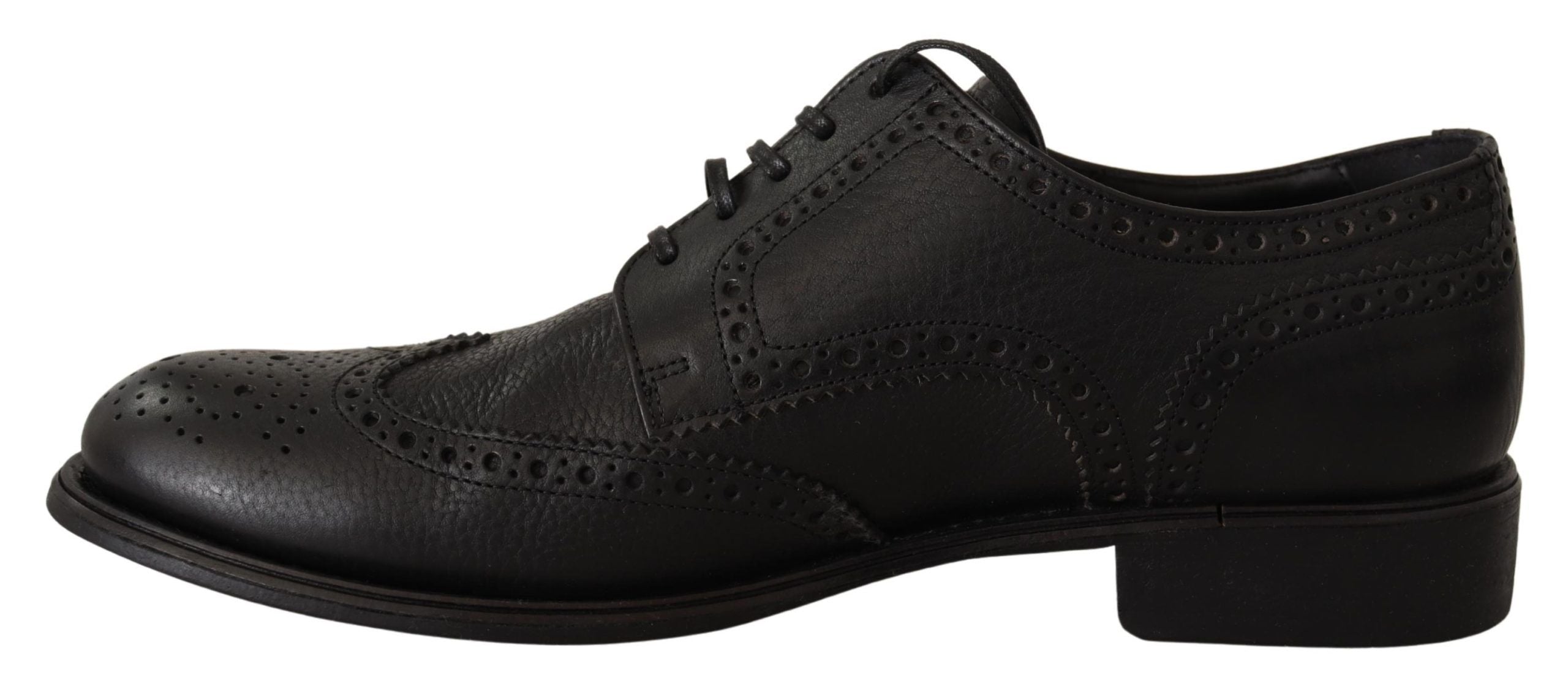 Κομψά παπούτσια Dolce & Gabbana, μαύρα δερμάτινα Derby Wingtip