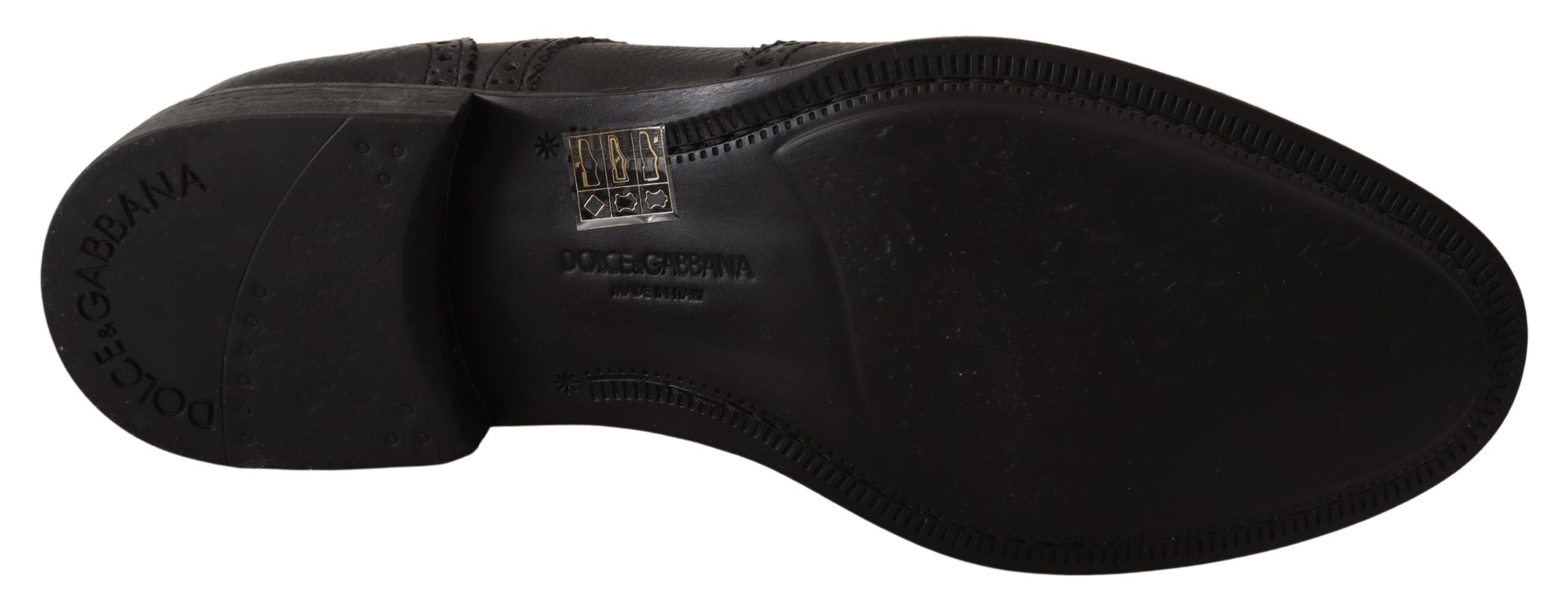Κομψά παπούτσια Dolce & Gabbana, μαύρα δερμάτινα Derby Wingtip