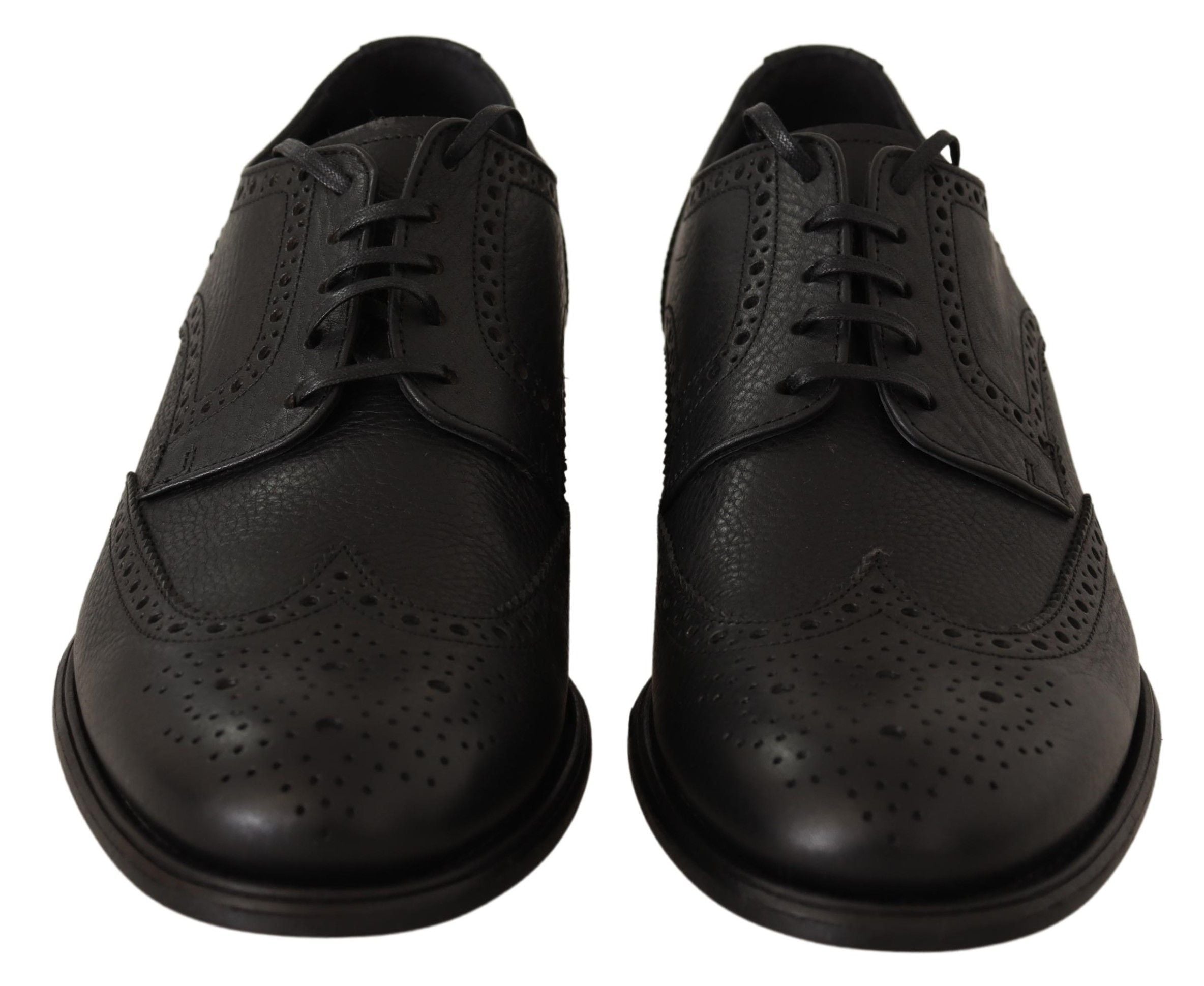 Κομψά παπούτσια Dolce & Gabbana, μαύρα δερμάτινα Derby Wingtip