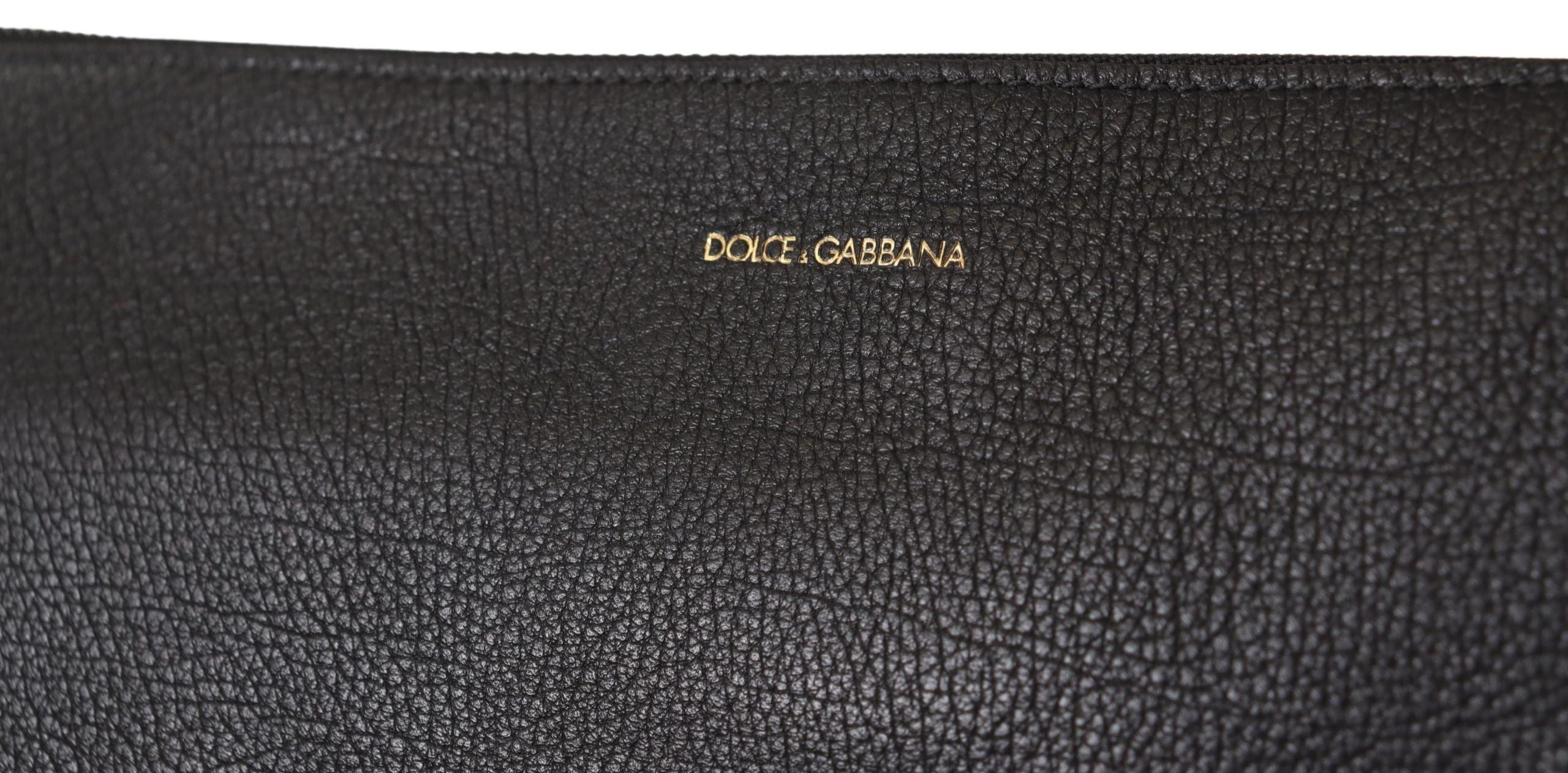 Κομψή μαύρη δερμάτινη τσάντα ώμου Dolce & Gabbana
