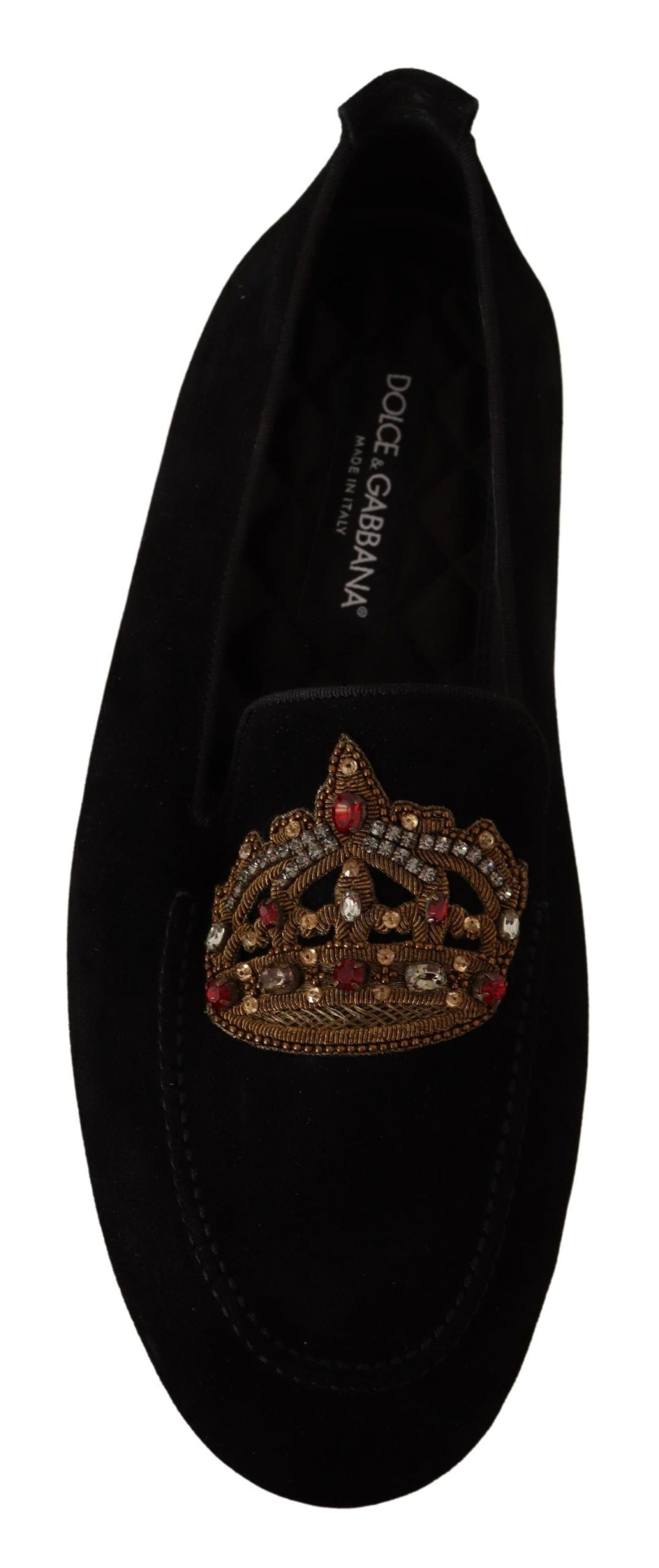 Dolce & Gabbana Κομψές μαύρες δερμάτινες μοκασίνιες τσουλήθρες με χρυσό κέντημα