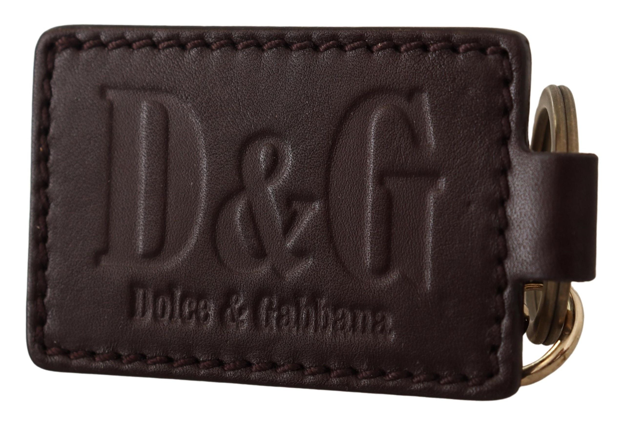Κομψό Unisex Δερμάτινο μπρελόκ Dolce & Gabbana με χρυσή λεπτομέρεια