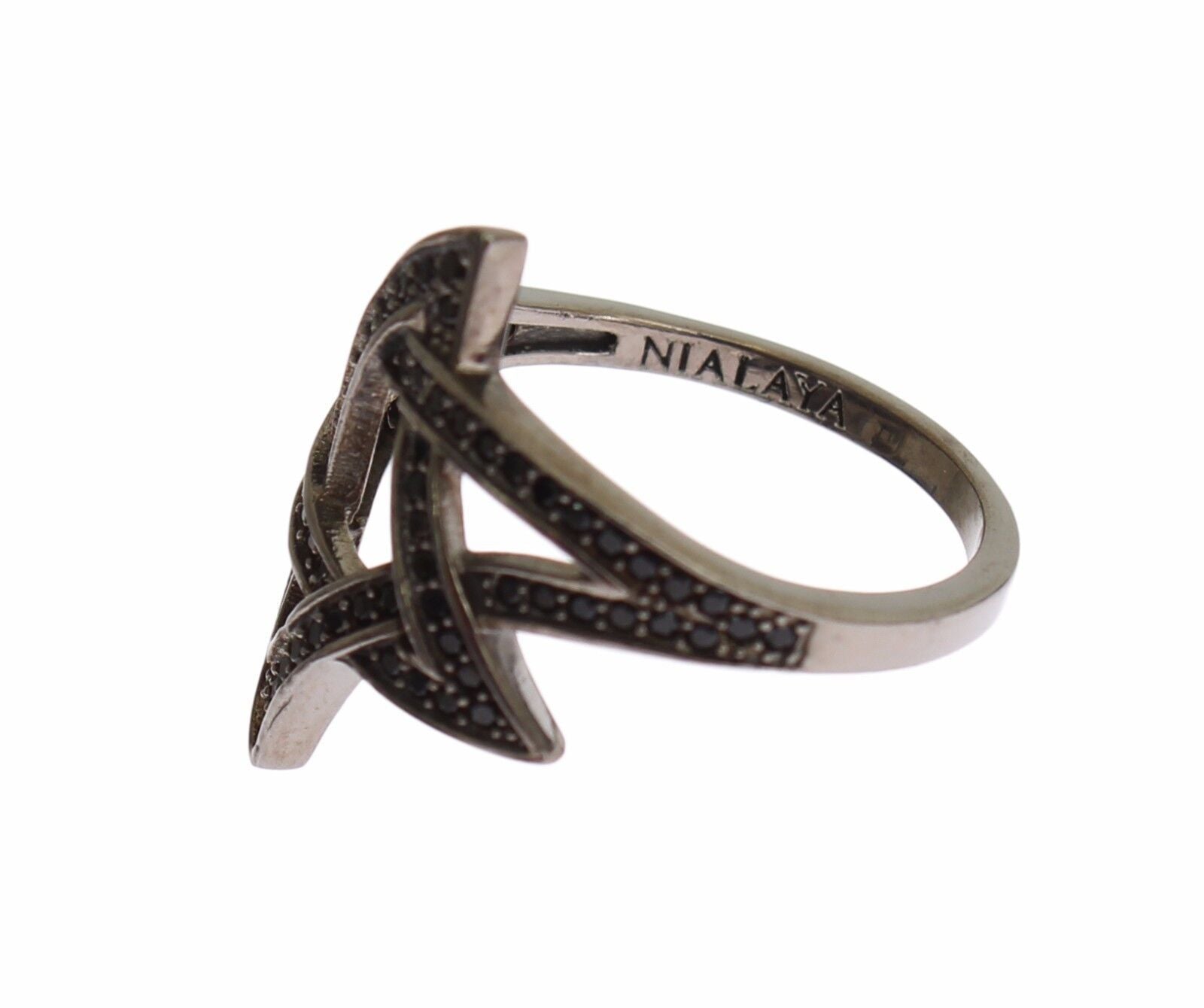 Κρυστάλλινο δαχτυλίδι Nialaya Chic Black Rhodium CZ