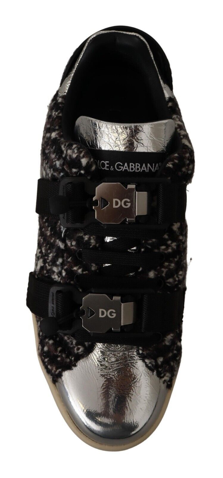 Δερμάτινα πάνινα παπούτσια Dolce & Gabbana Silver Elegance