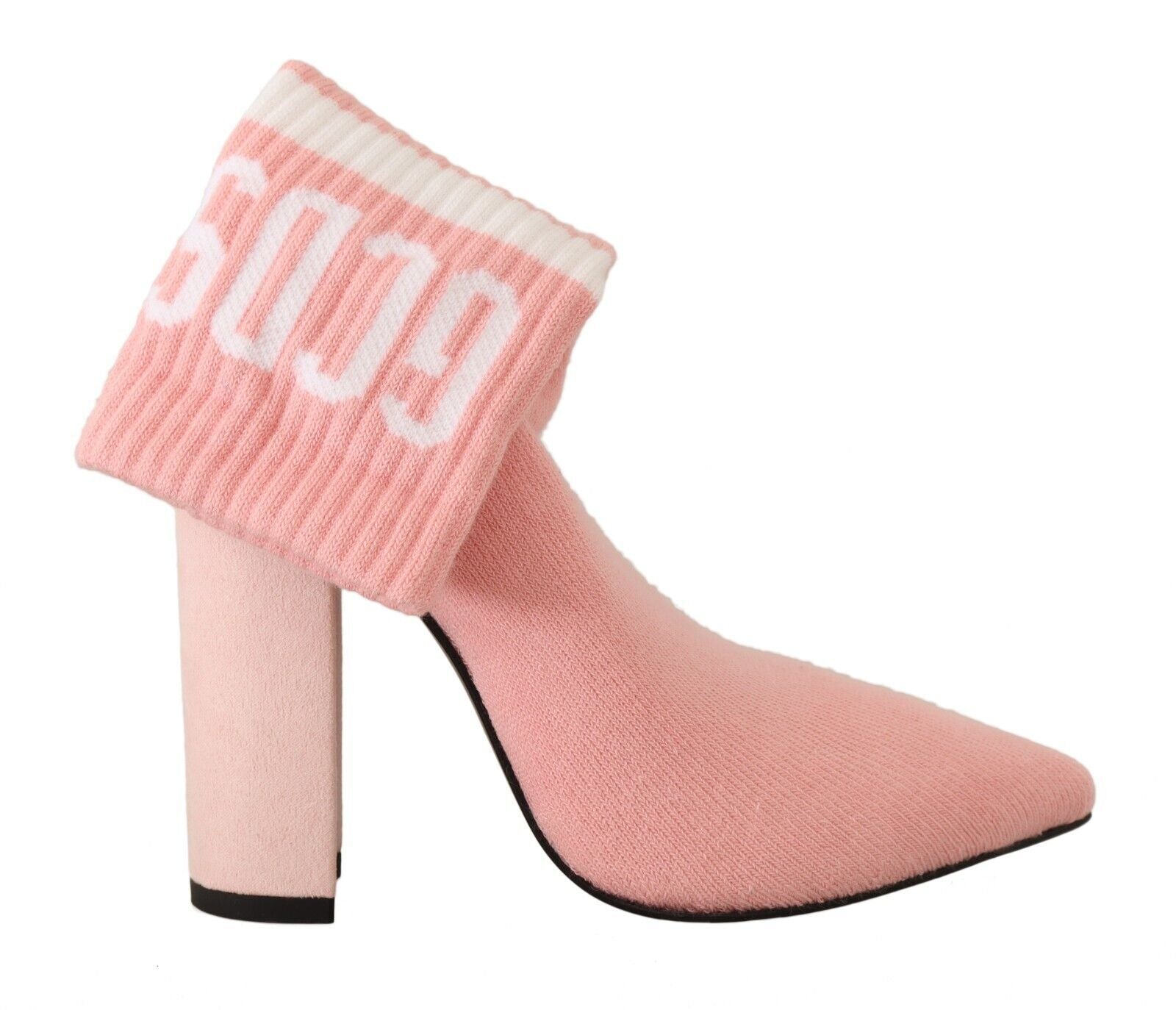 GCDS Chic Pink Suede Μποτάκια με κάλτσες με λογότυπο