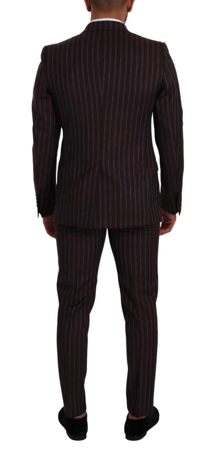 Dolce & Gabbana Maroon Bordeaux ριγέ κοστούμι Slim Fit