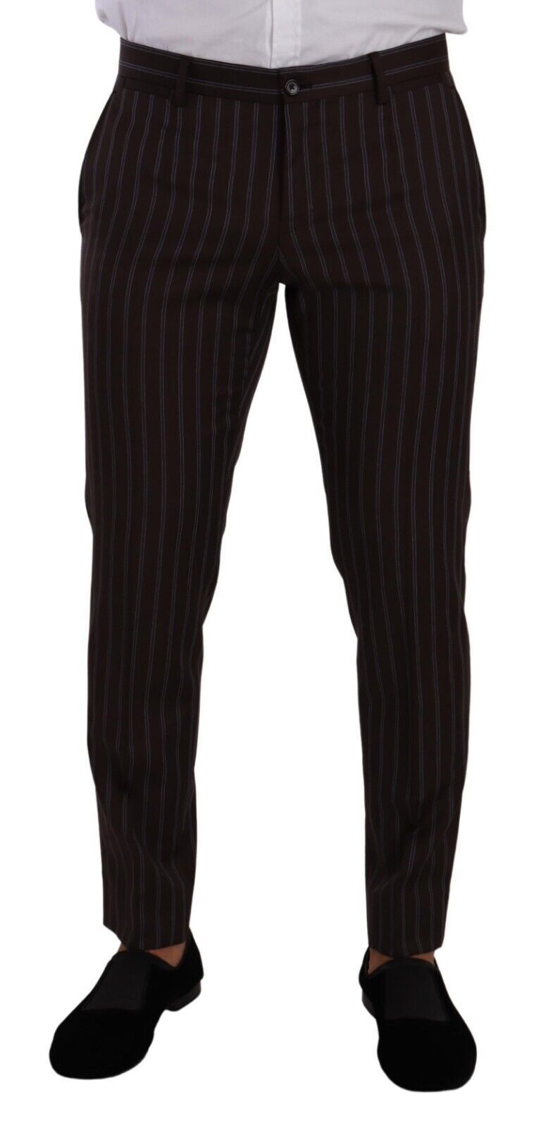 Dolce & Gabbana Maroon Bordeaux ριγέ κοστούμι Slim Fit