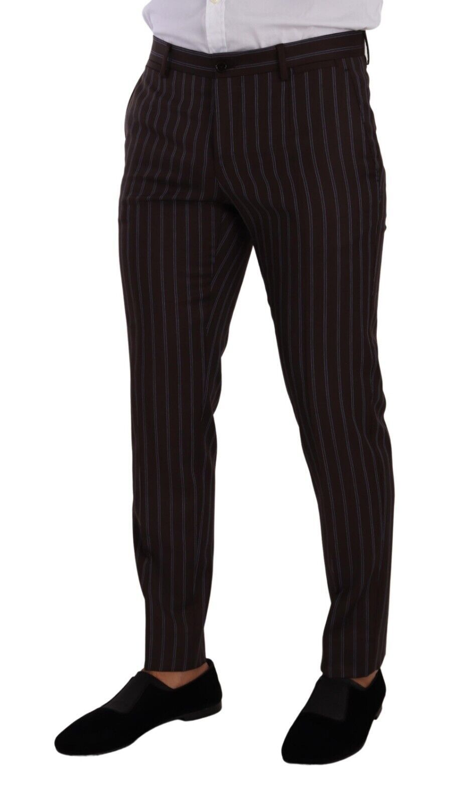 Dolce & Gabbana Maroon Bordeaux ριγέ κοστούμι Slim Fit
