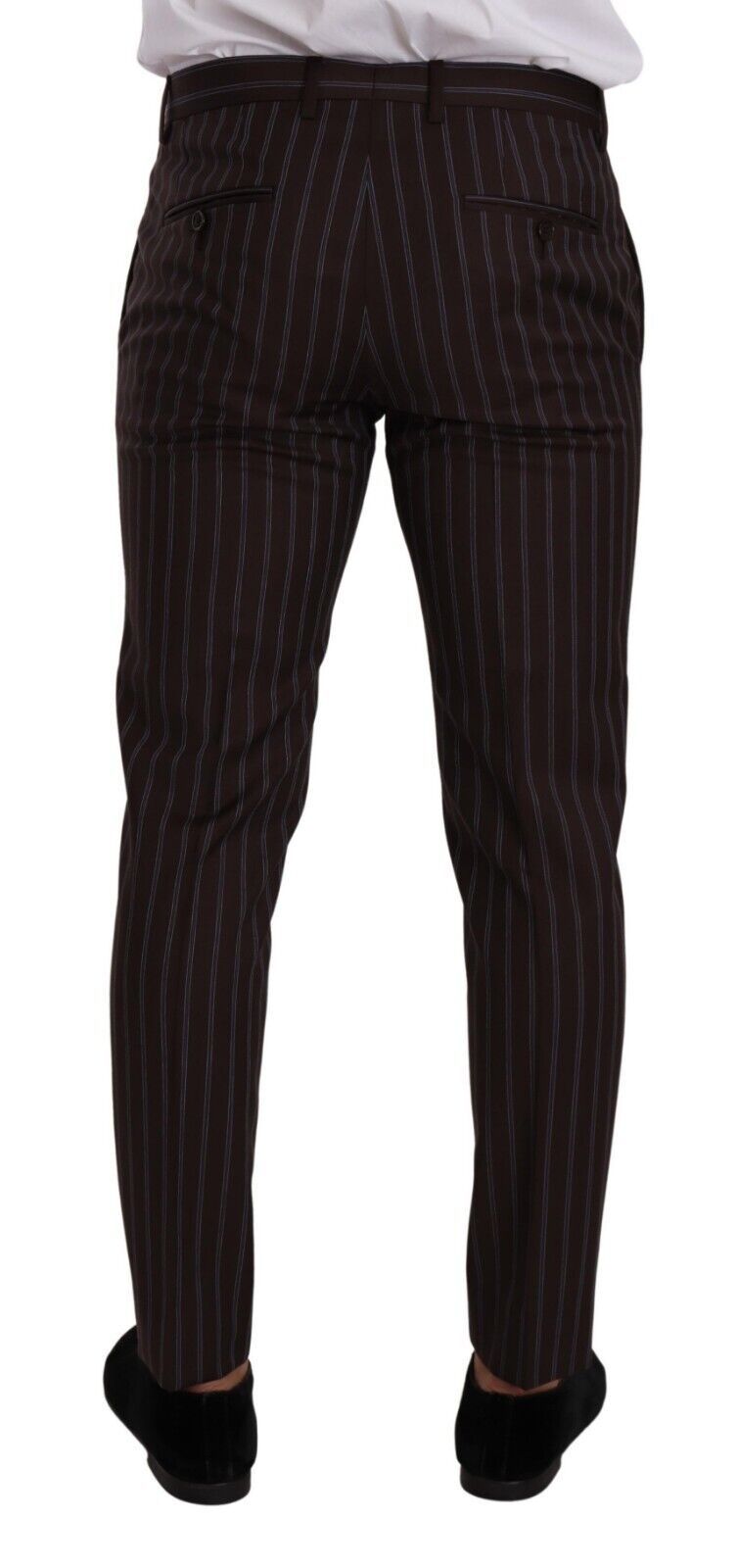 Dolce & Gabbana Maroon Bordeaux ριγέ κοστούμι Slim Fit