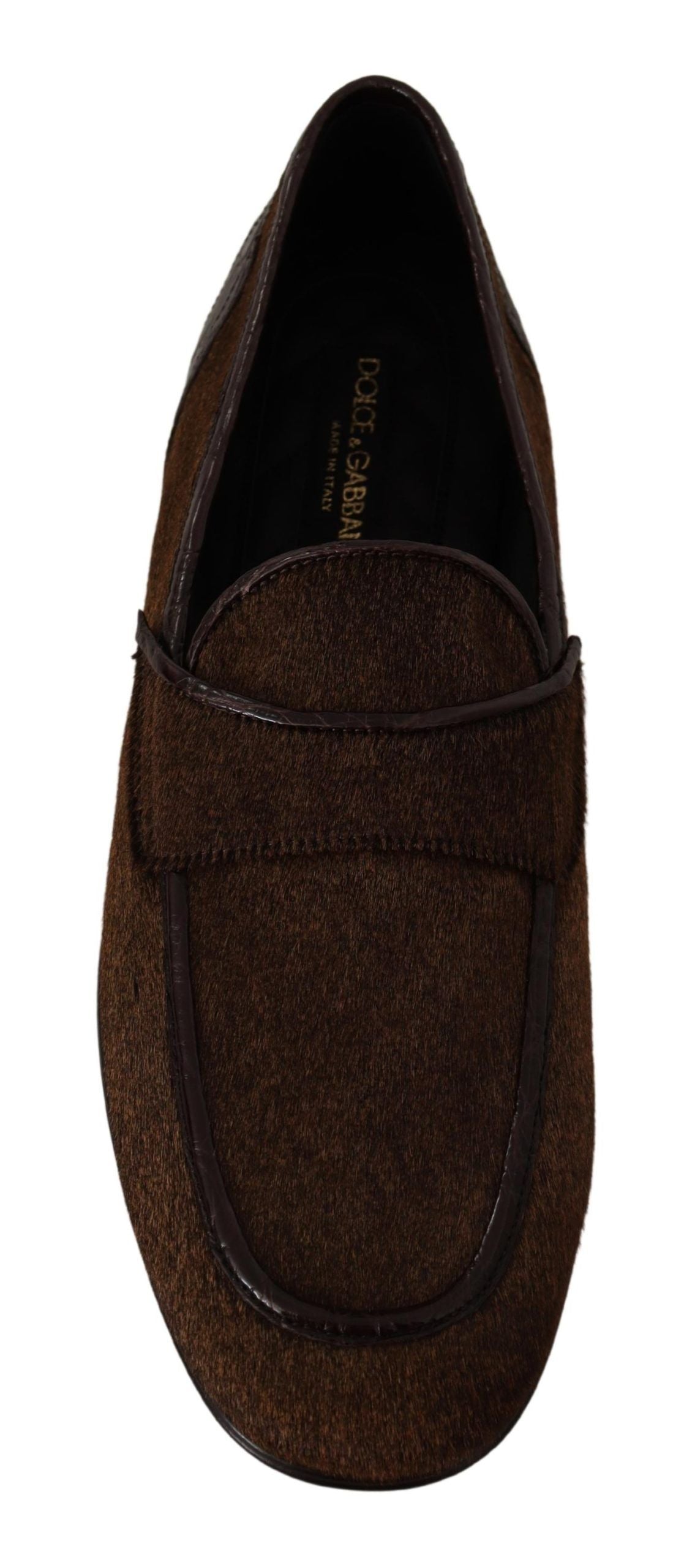 Dolce & Gabbana Κομψά δερμάτινα Loafers σε καφέ καφέ Caiman