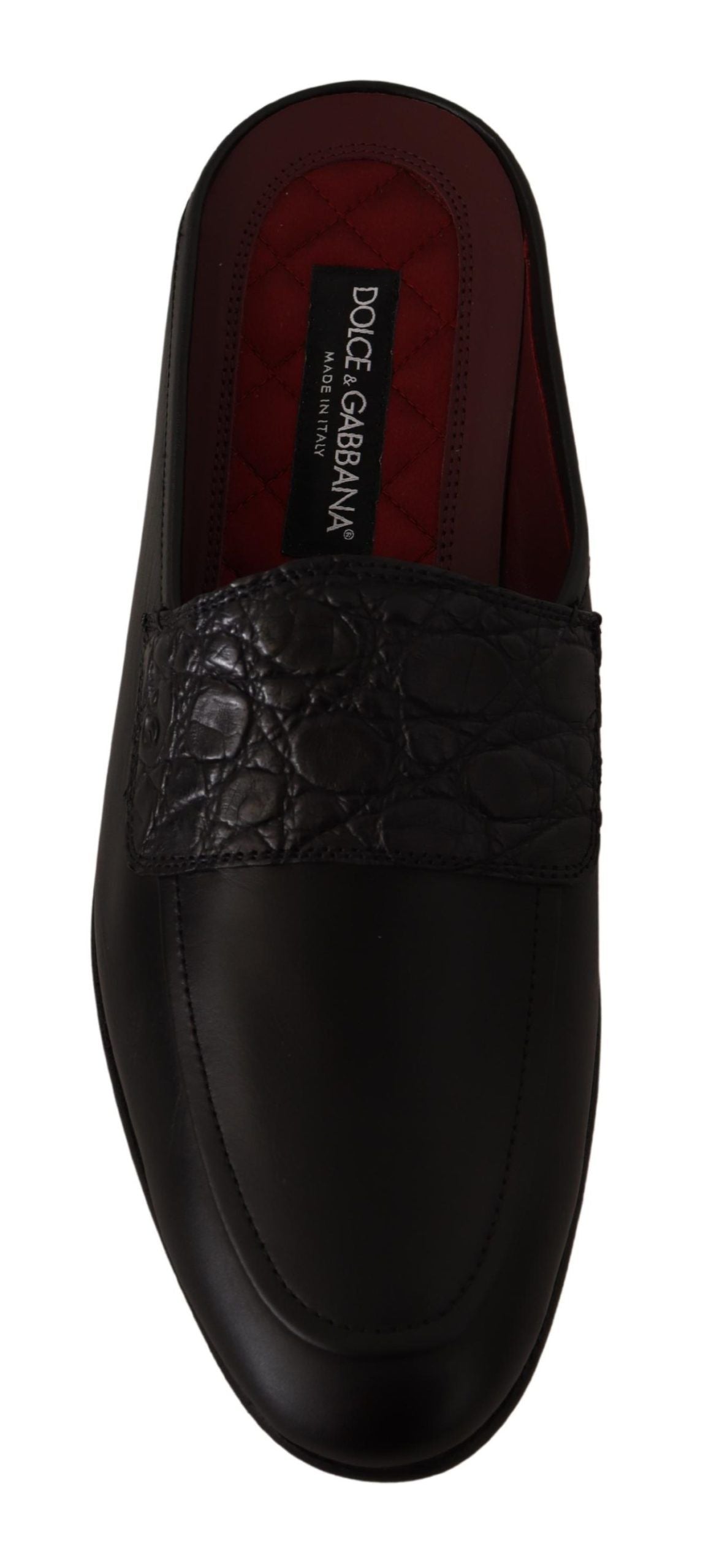 Dolce & Gabbana Exquisite Μαύρες & Βουργουνδικές Δερμάτινες Διαφάνειες