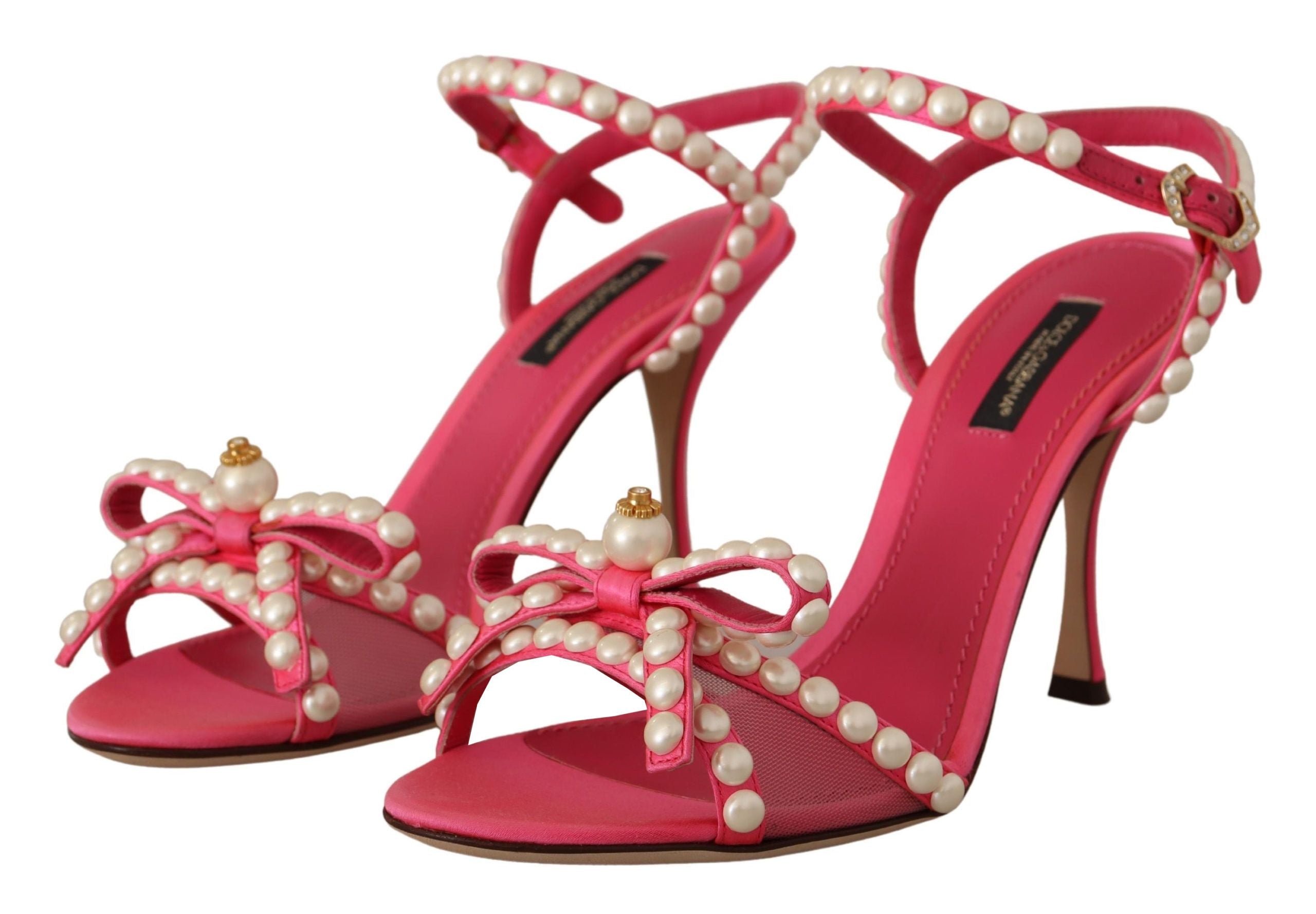 Κομψά πέδιλα με γόβες Dolce & Gabbana με ροζ μαργαριτάρια