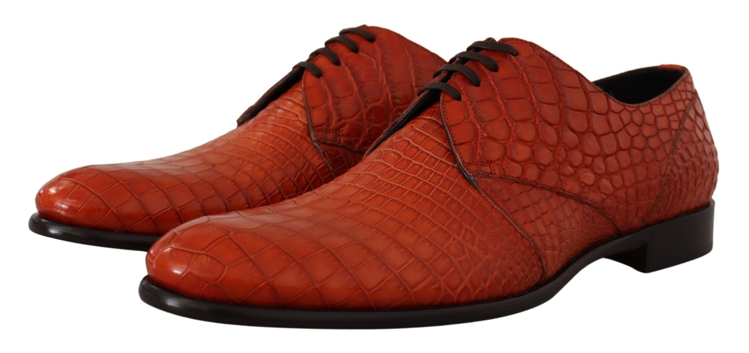 Dolce & Gabbana Exotic Orange Croc Leather Laceup φόρεμα παπούτσια