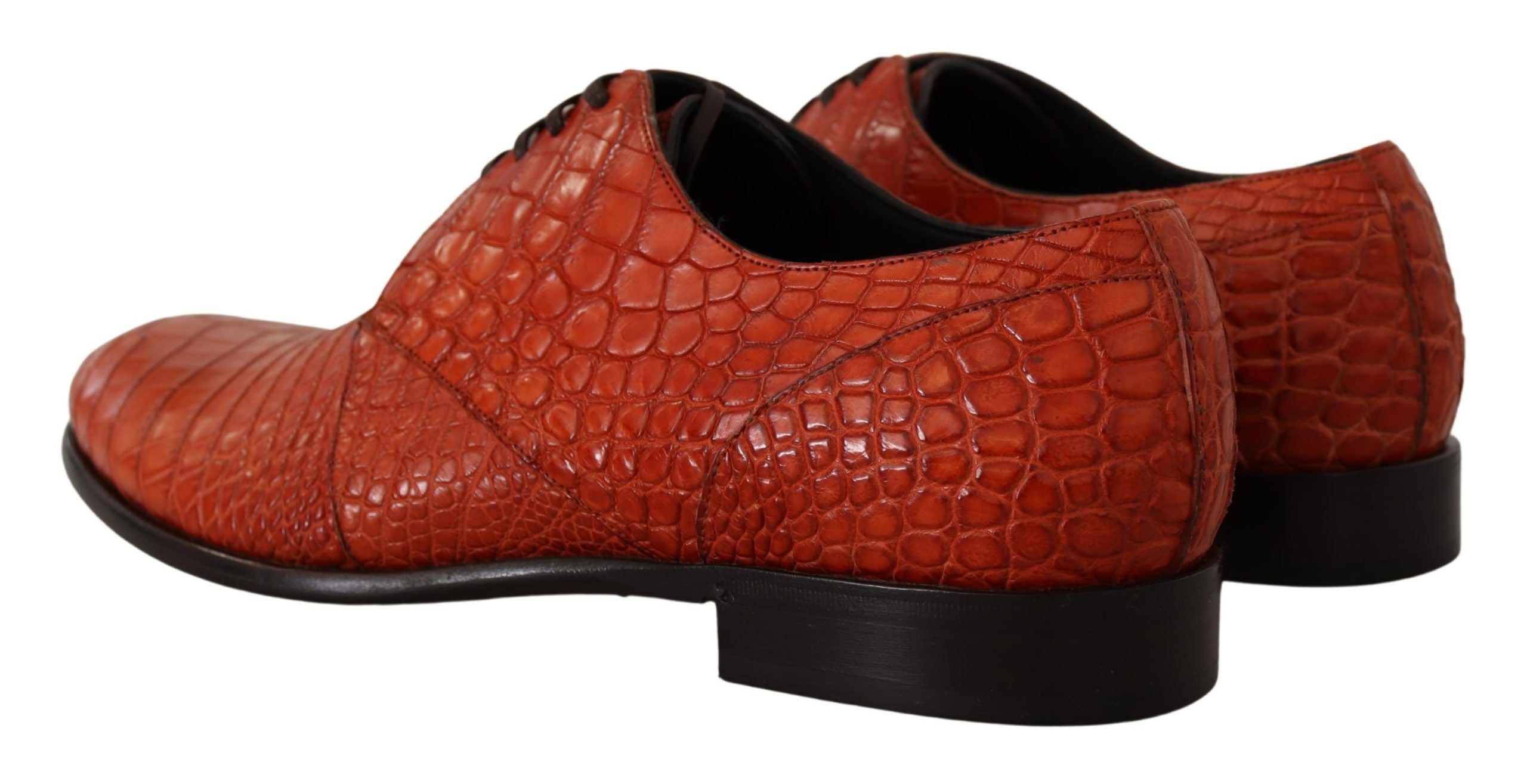 Dolce & Gabbana Exotic Orange Croc Leather Laceup φόρεμα παπούτσια