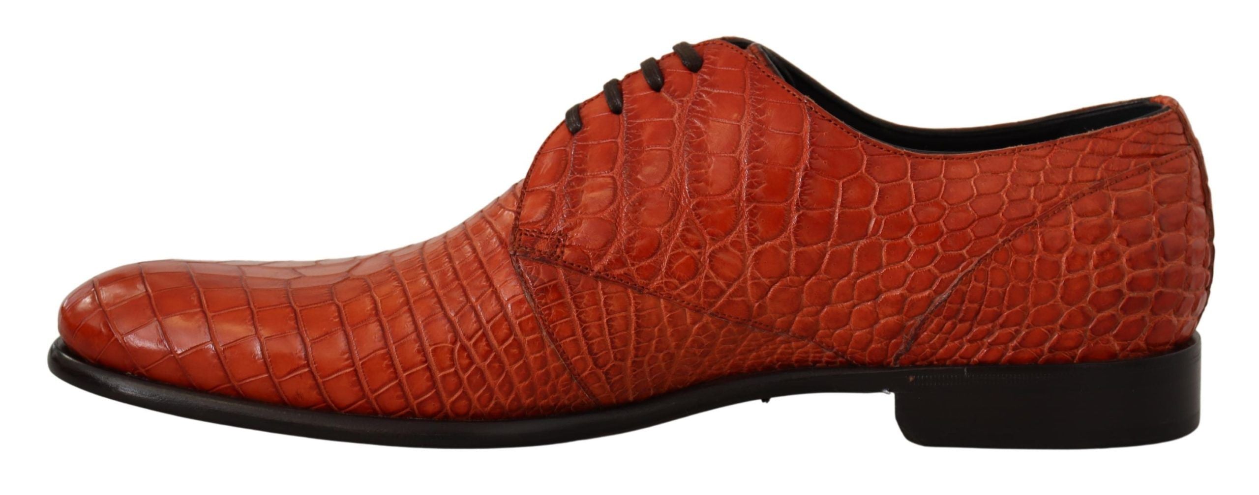 Dolce & Gabbana Exotic Orange Croc Leather Laceup φόρεμα παπούτσια