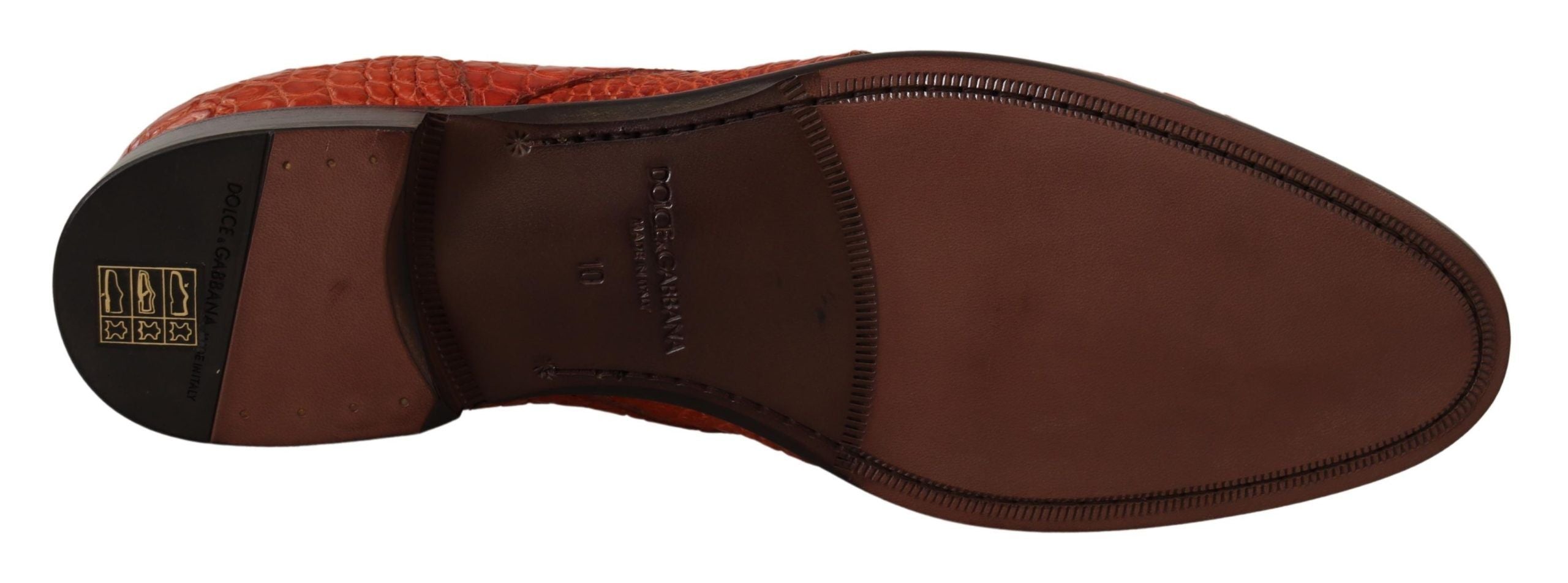 Dolce & Gabbana Exotic Orange Croc Leather Laceup φόρεμα παπούτσια