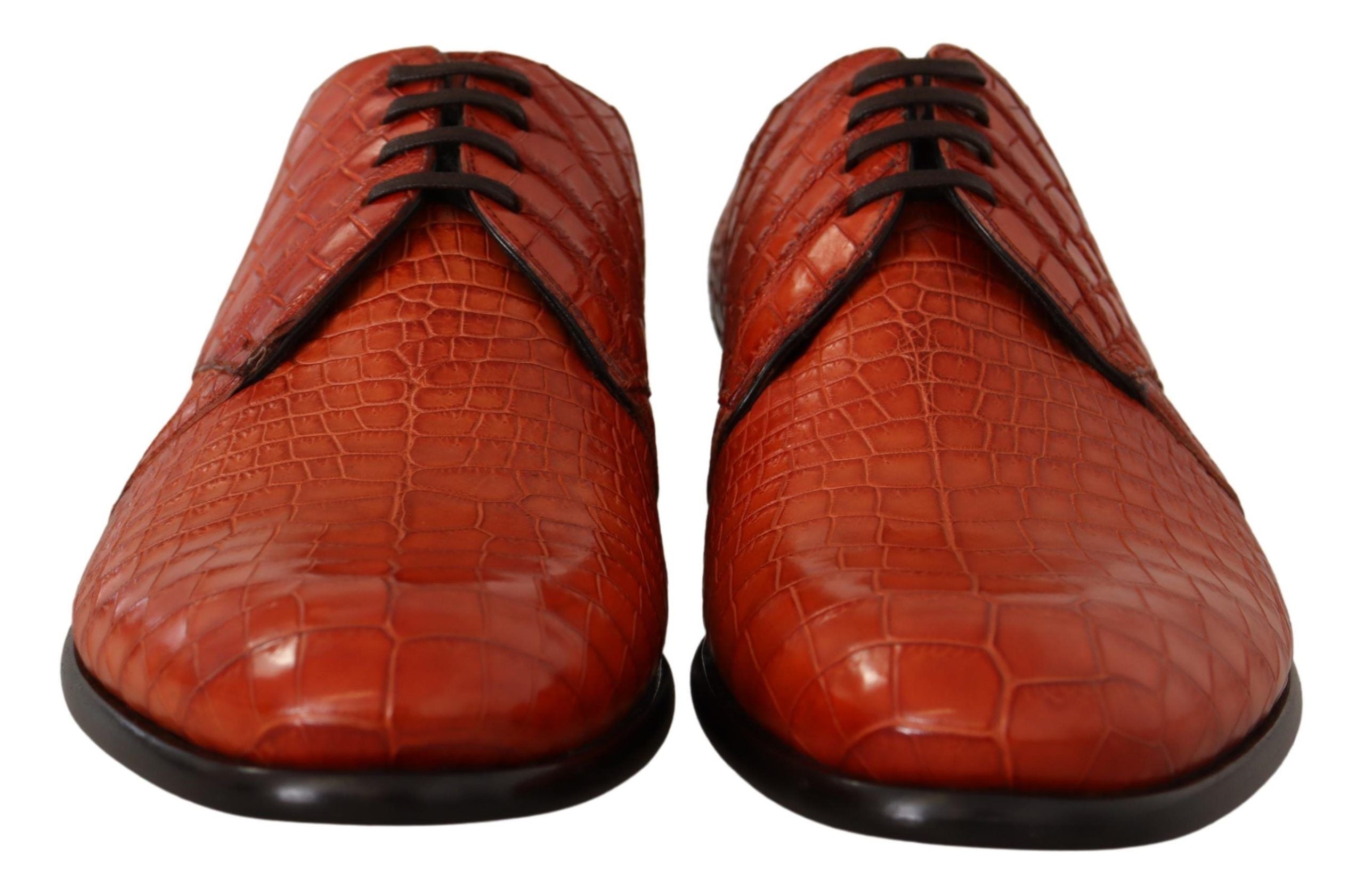Dolce & Gabbana Exotic Orange Croc Leather Laceup φόρεμα παπούτσια