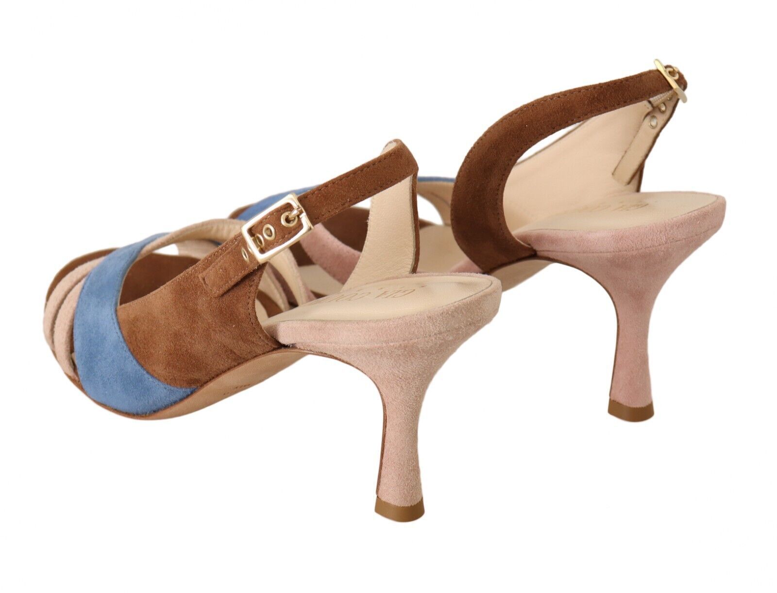 GIA COUTURE Κομψά πολύχρωμα σουέτ πέδιλα με τακούνι