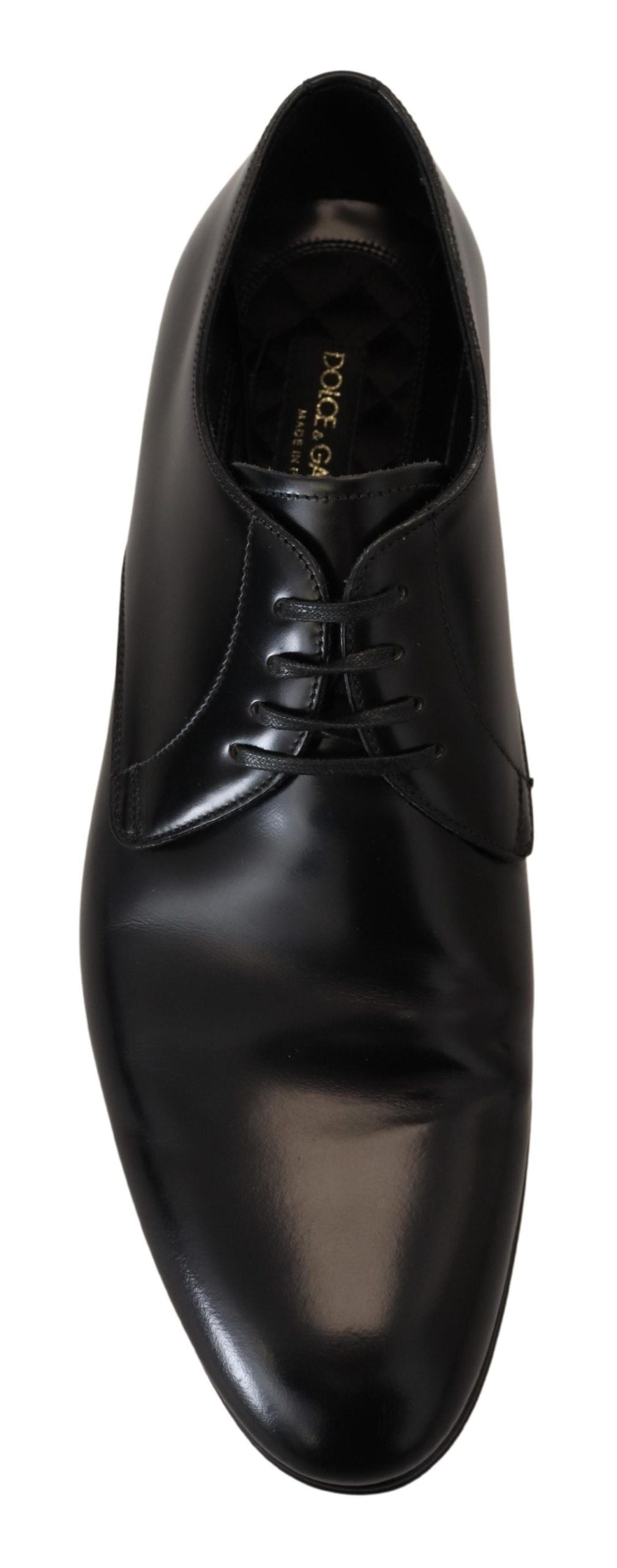 Κομψά μαύρα δερμάτινα παπούτσια Derby Dolce & Gabbana
