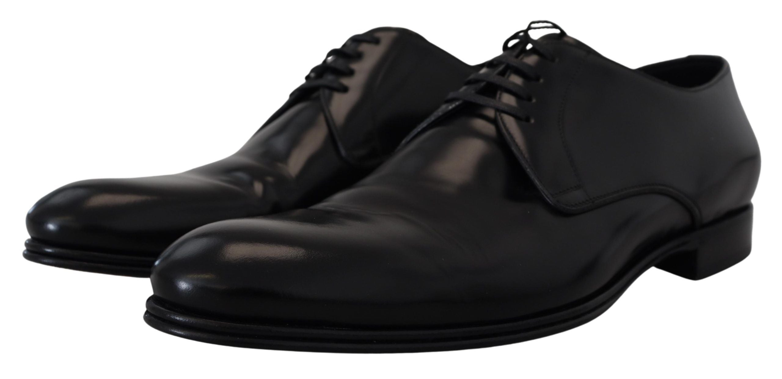 Κομψά μαύρα δερμάτινα παπούτσια Derby Dolce & Gabbana