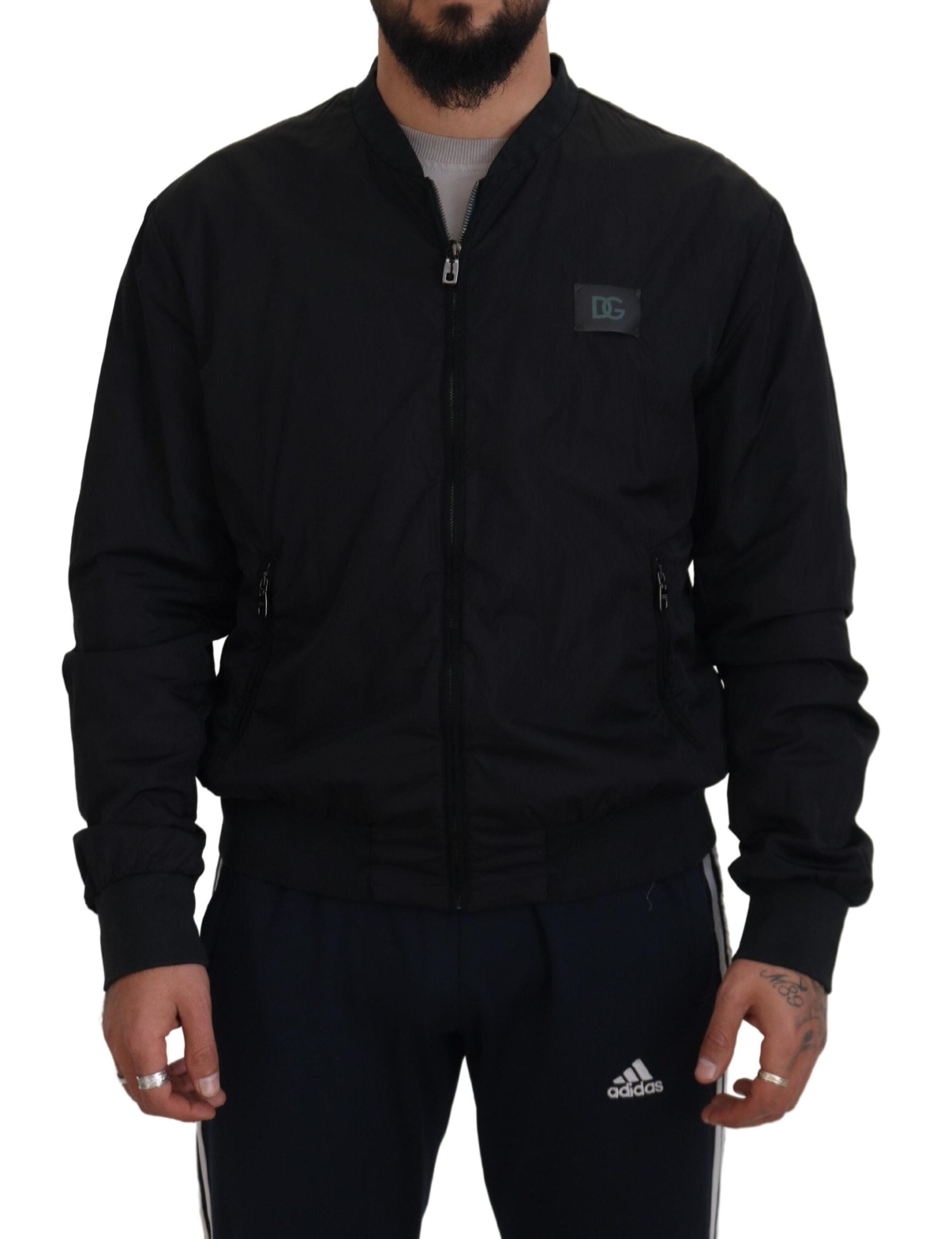 Κομψό μαύρο Bomber Jacket Dolce & Gabbana