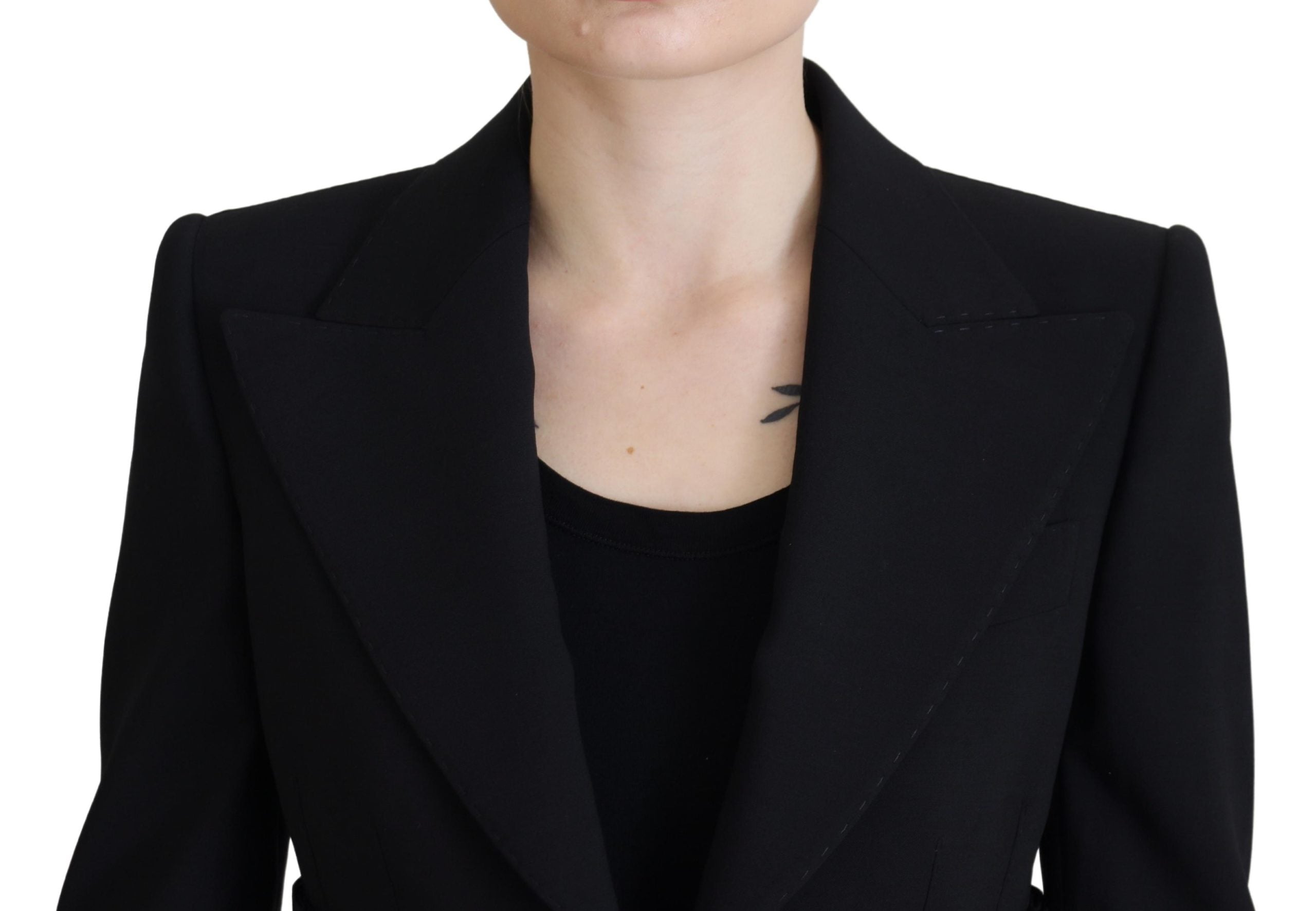 Κομψό μαύρο ελαστικό μάλλινο σακάκι Dolce & Gabbana