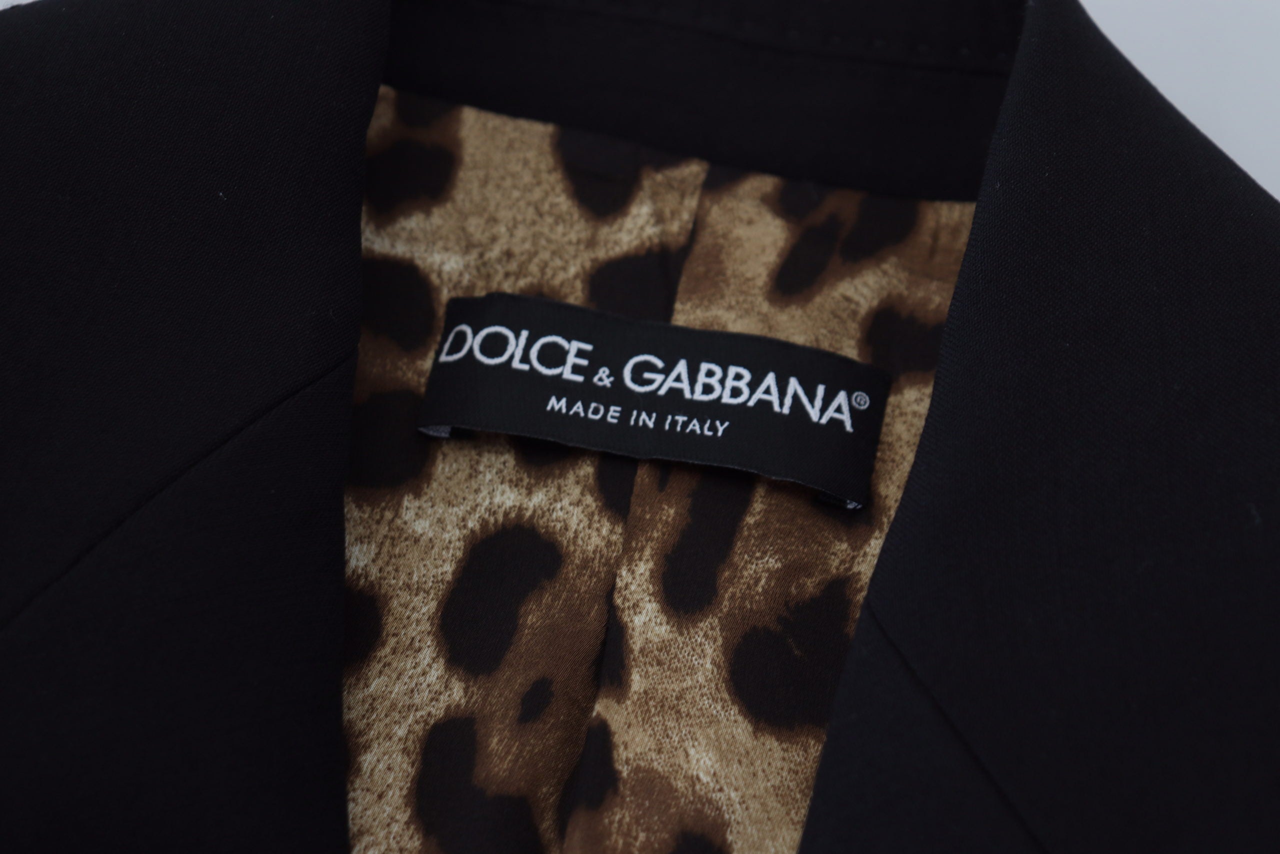 Κομψό μαύρο ελαστικό μάλλινο σακάκι Dolce & Gabbana