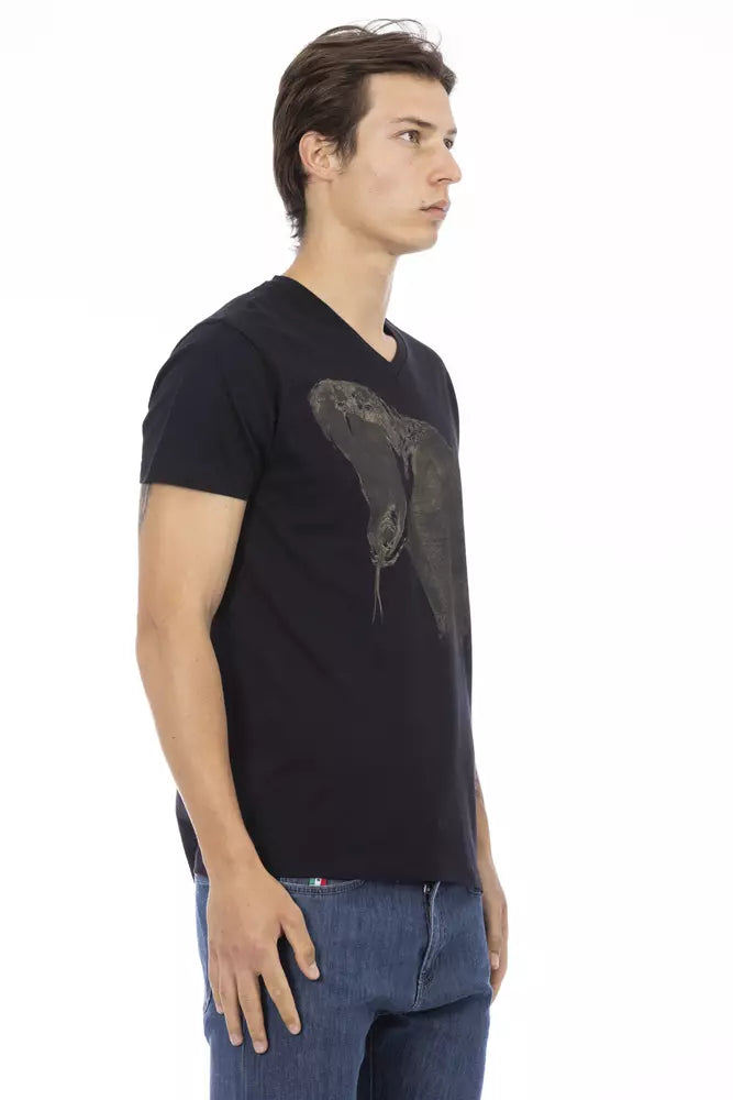 Ανδρικό T-shirt Trussardi Action Μαύρο βαμβακερό