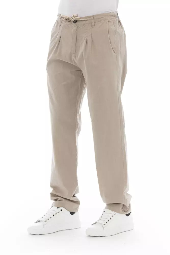 Baldinini Trend Μπεζ βαμβακερό ανδρικό παντελόνι Chino