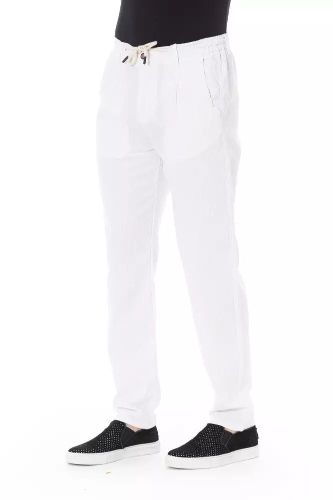 Baldinini Trend Λευκό βαμβακερό ανδρικό παντελόνι Chino