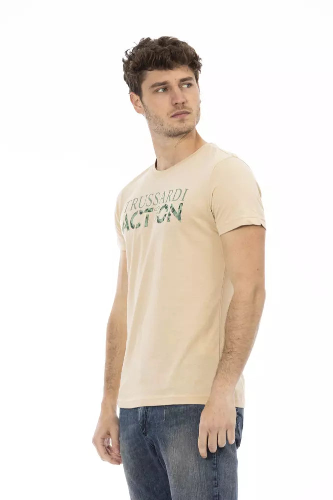 Ανδρικό μπλουζάκι Trussardi Action Beige Cotton