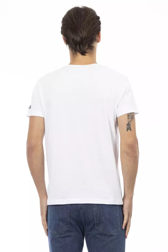 Ανδρικό T-shirt με λαιμόκοψη Trussardi Action Λευκό από βαμβάκι