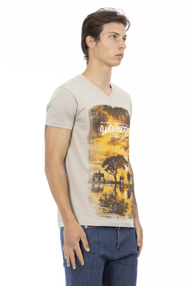 Ανδρικό μπλουζάκι Trussardi Action Beige Cotton