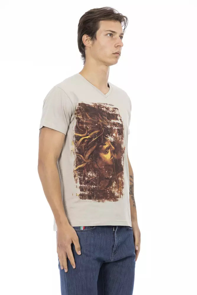 Ανδρικό μπλουζάκι Trussardi Action Beige Cotton