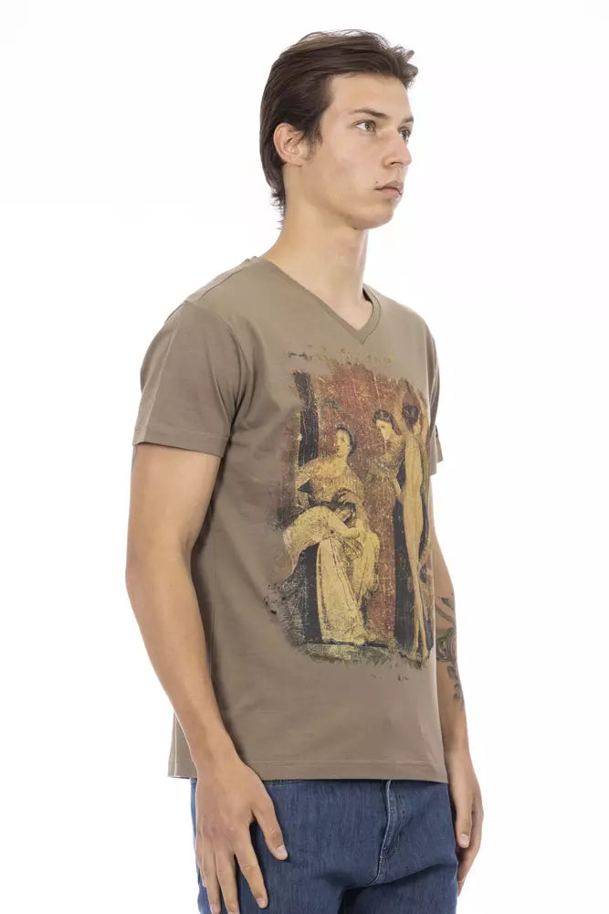 Ανδρικό μπλουζάκι Trussardi Action Brown βαμβακερό