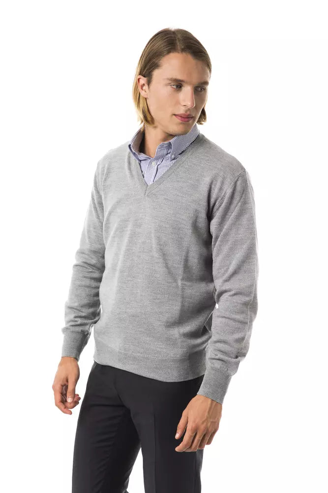 Ανδρικό πουλόβερ Uominitaliani Grey Wool