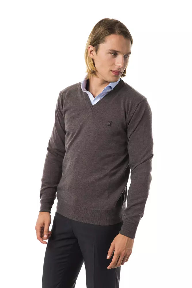 Ανδρικό πουλόβερ Uominitaliani Grey Merino Wool