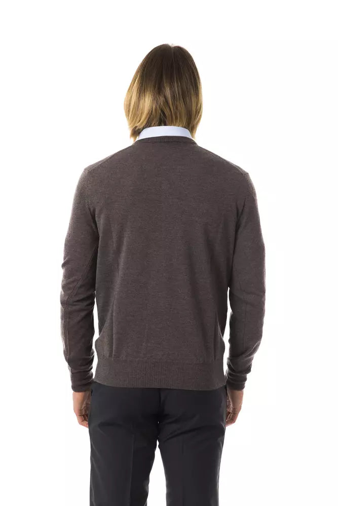 Ανδρικό πουλόβερ Uominitaliani Grey Merino Wool