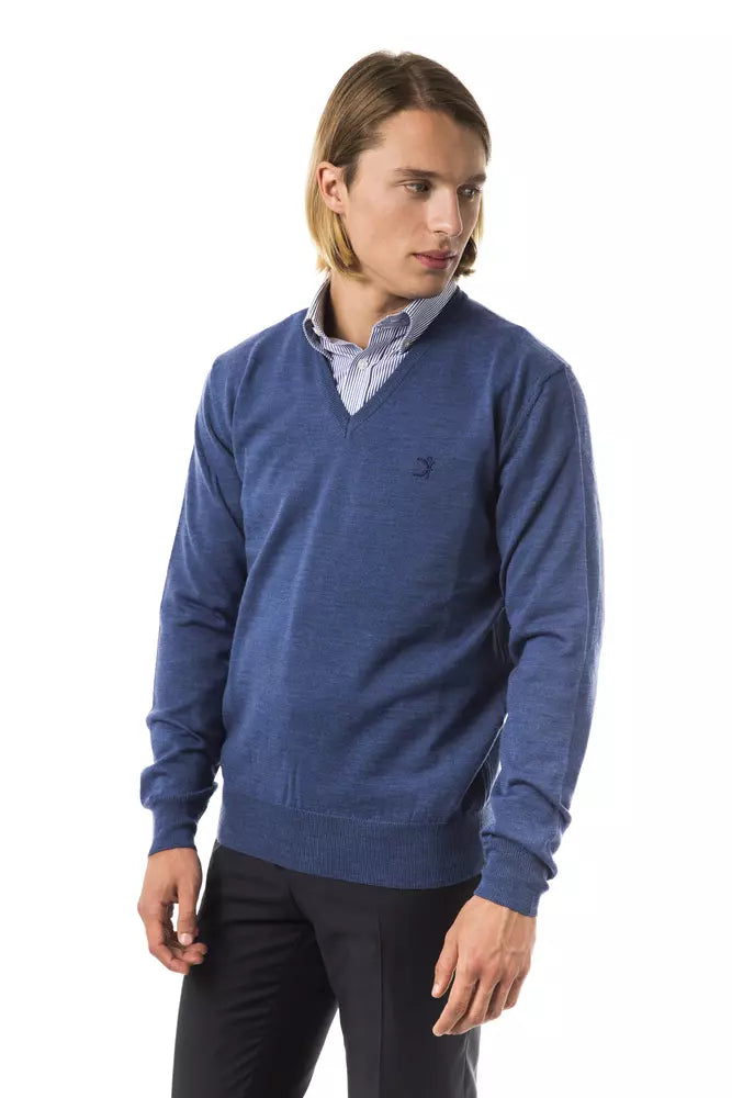 Ανδρικό πουλόβερ Uominitaliani Blue Merino Wool