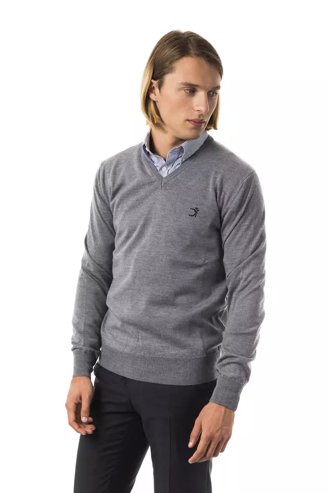 Ανδρικό πουλόβερ Uominitaliani Grey Merino Wool