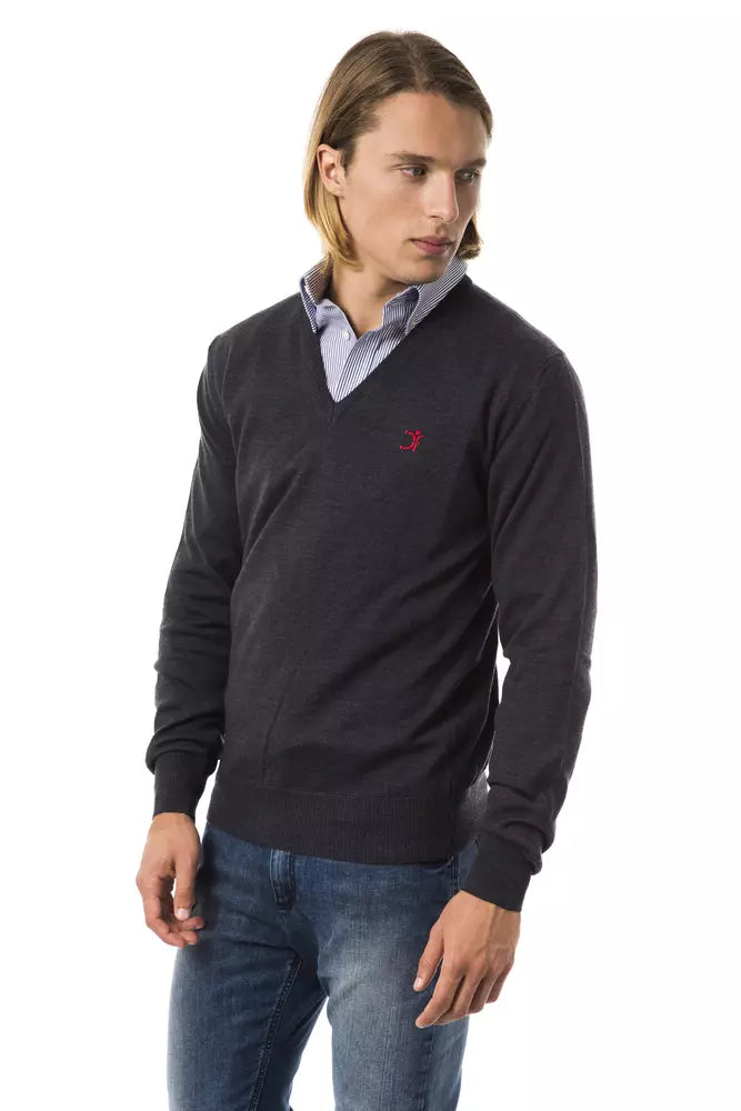 Ανδρικό πουλόβερ Uominitaliani Grey Merino Wool