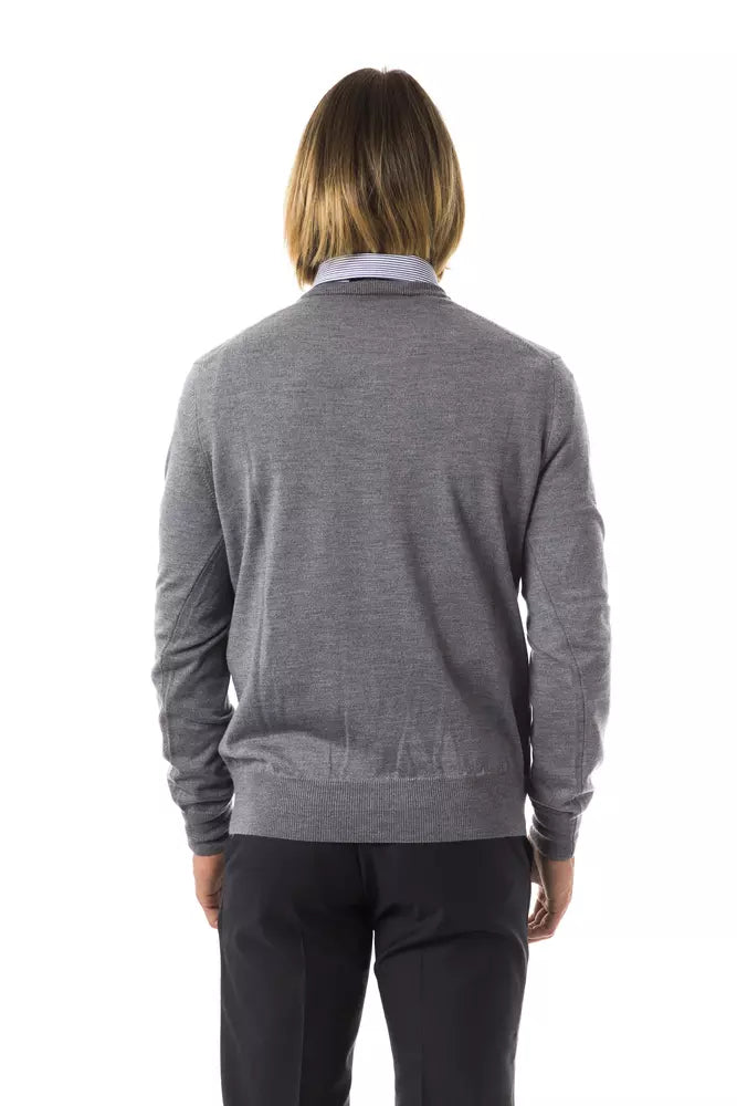Ανδρικό πουλόβερ Uominitaliani Grey Merino Wool