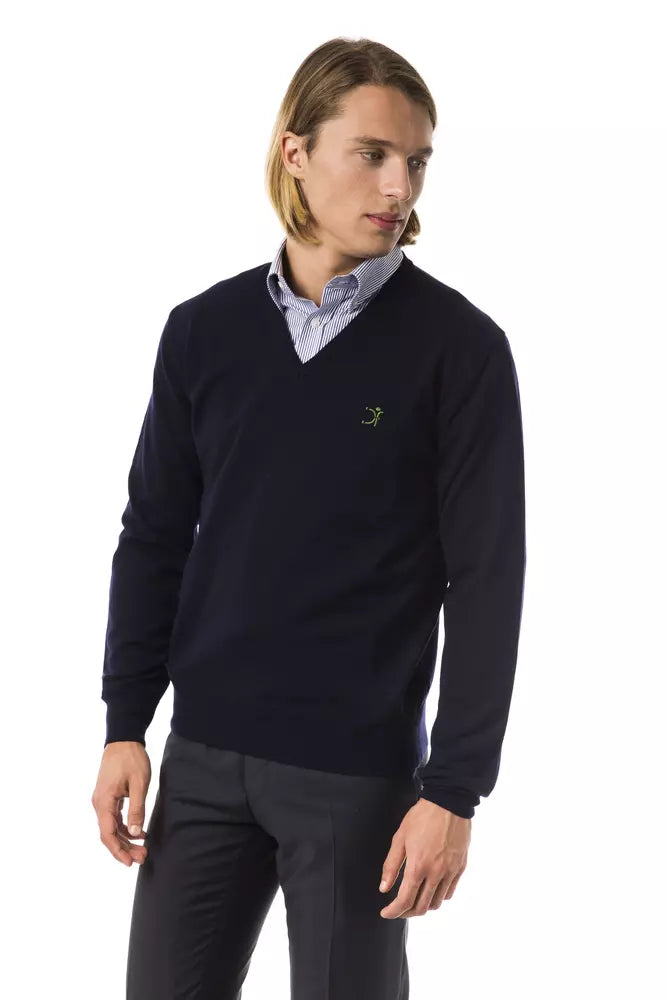 Ανδρικό πουλόβερ Uominitaliani Blue Merino Wool