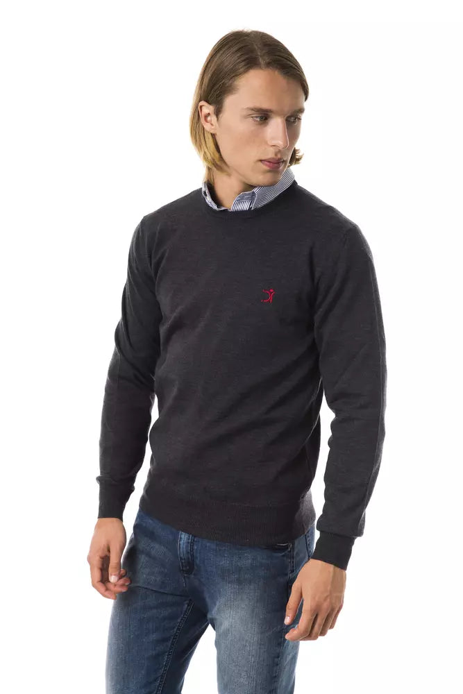 Ανδρικό πουλόβερ Uominitaliani Grey Merino Wool