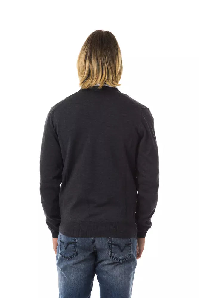 Ανδρικό πουλόβερ Uominitaliani Grey Merino Wool
