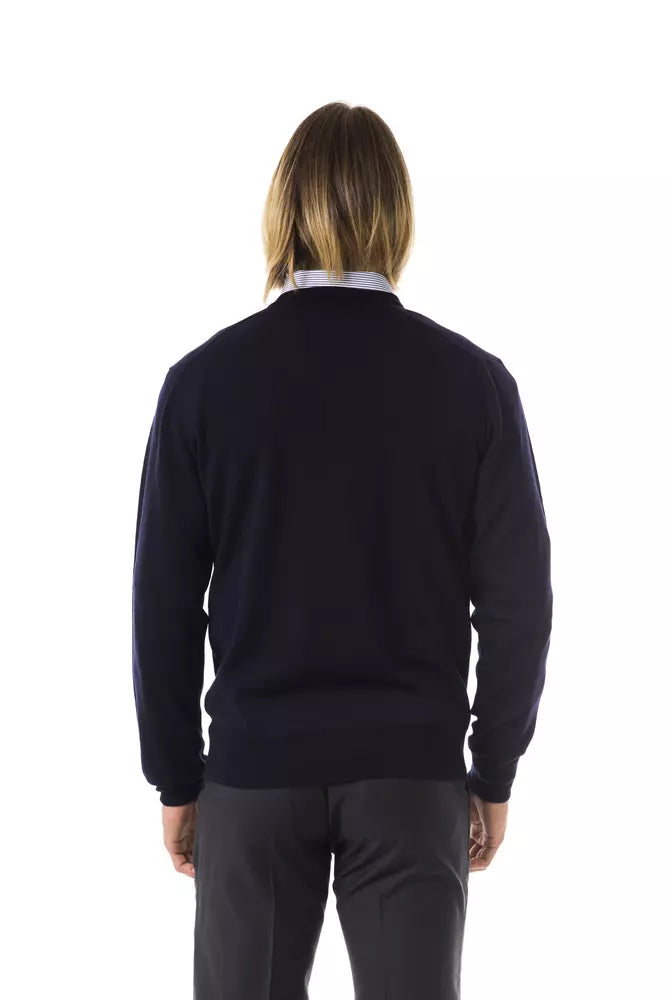 Ανδρικό πουλόβερ Uominitaliani Blue Merino Wool