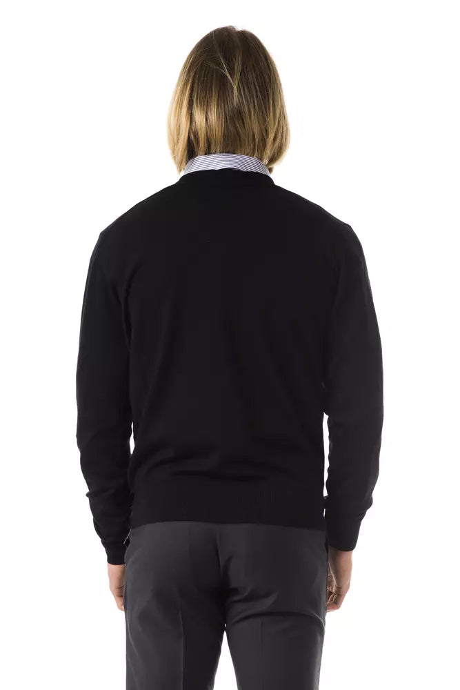 Ανδρικό πουλόβερ Uominitaliani Black Merino Wool