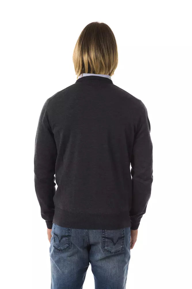 Ανδρικό πουλόβερ Uominitaliani Grey Merino Wool