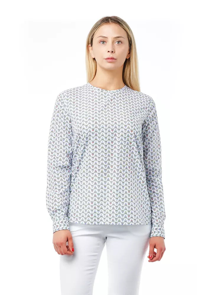 Bagutta White Cotton Women Blouse with Skull Print