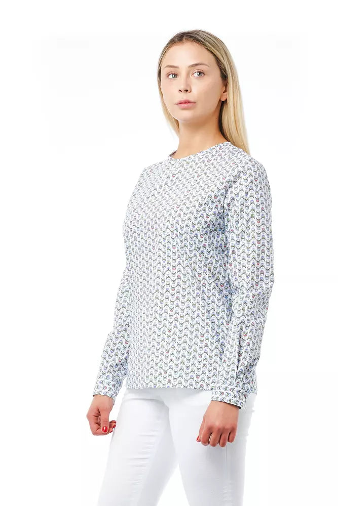 Bagutta White Cotton Women Blouse with Skull Print